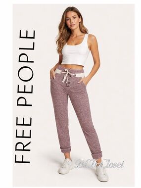 Free People Brandywine Drop Crotch Harem Sweater Joggers Wool Blend Oatmeal Core